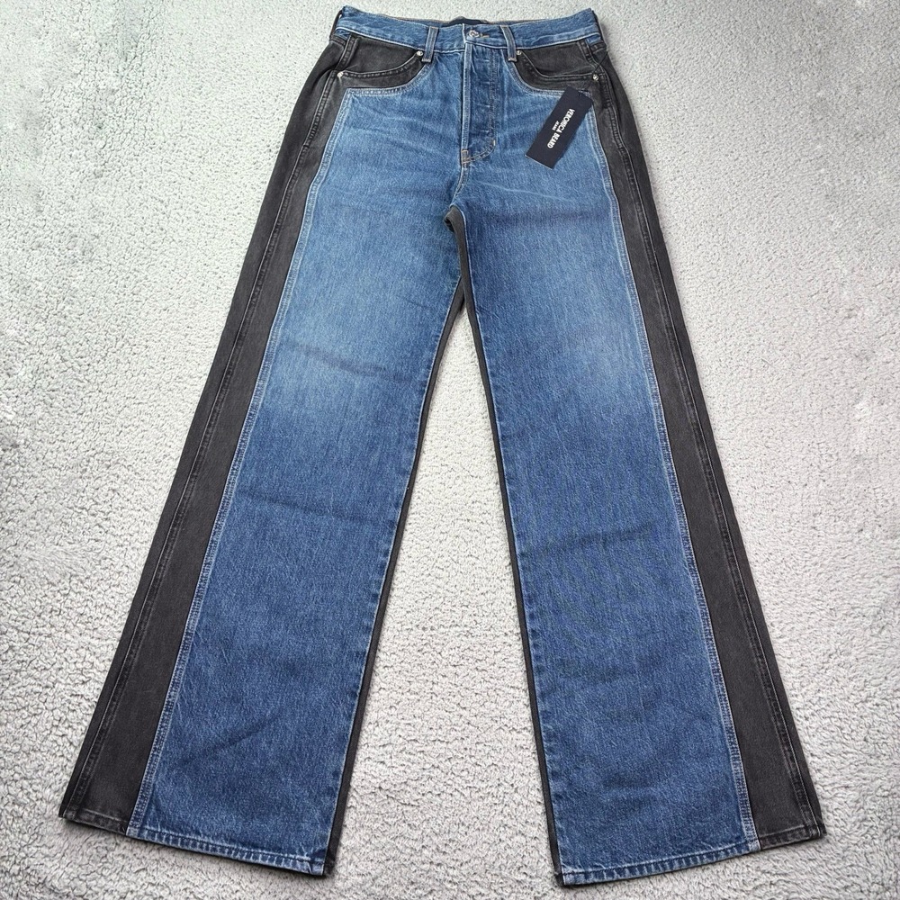 Veronica Beard Taylor High Rise Two-Tone Wide Leg Jeans Women's 28 NWT
